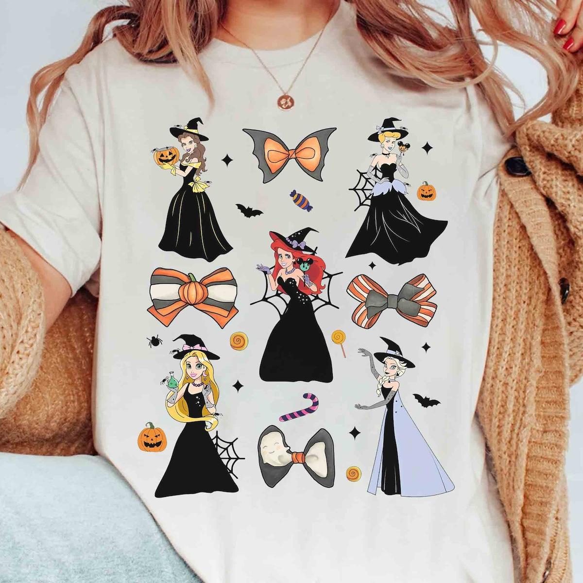 Princess Bows Coquette Halloween Belle Ariel Jasmine Cinderella Witch Shirt 2