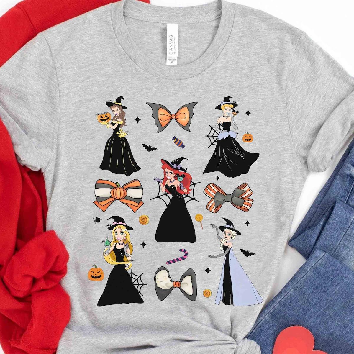 Princess Bows Coquette Halloween Belle Ariel Jasmine Cinderella Witch Shirt 3