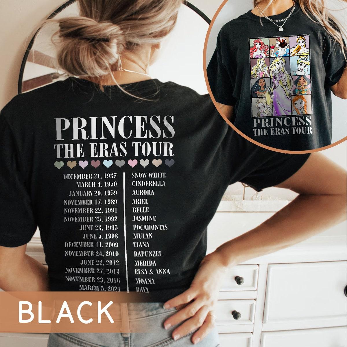 Princess The Eras Tour Rapunzel Ariel Cinderella Elsa Girl Shirt 1