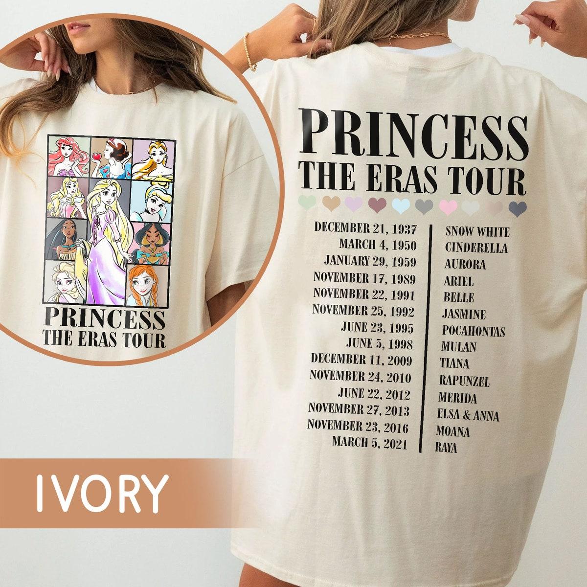 Princess The Eras Tour Rapunzel Ariel Cinderella Elsa Girl Shirt 2