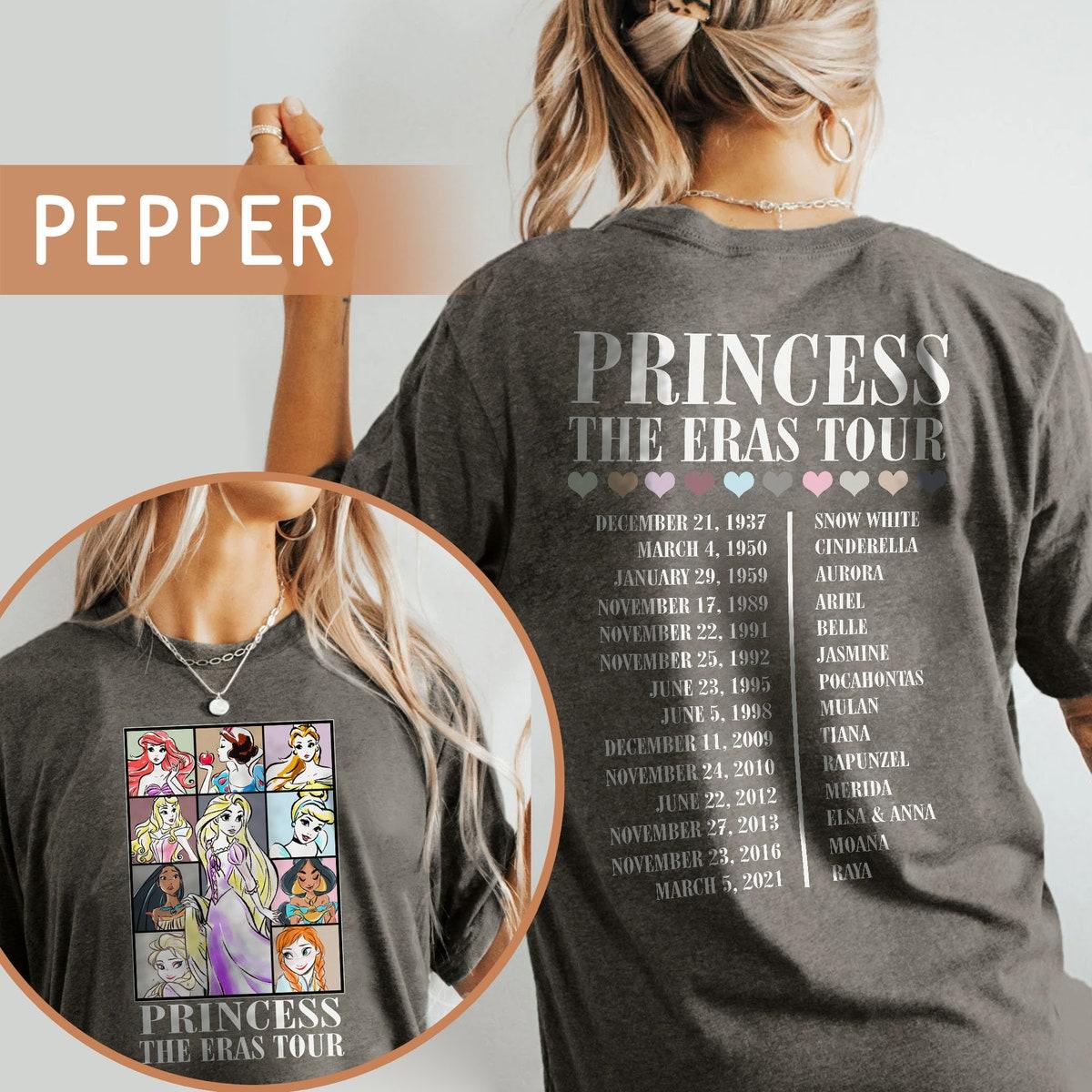 Princess The Eras Tour Rapunzel Ariel Cinderella Elsa Girl Shirt 3