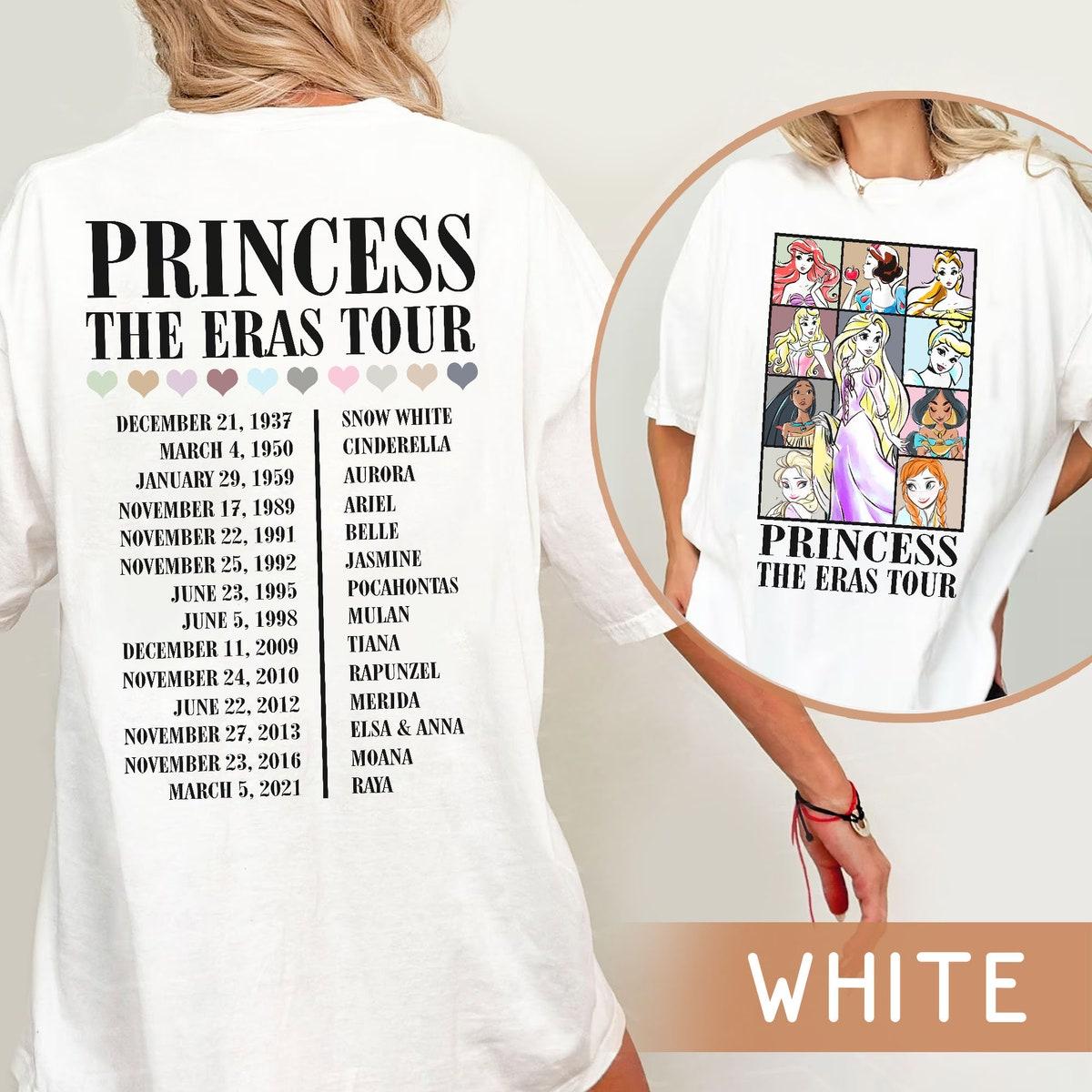 Princess The Eras Tour Rapunzel Ariel Cinderella Elsa Girl Shirt 4