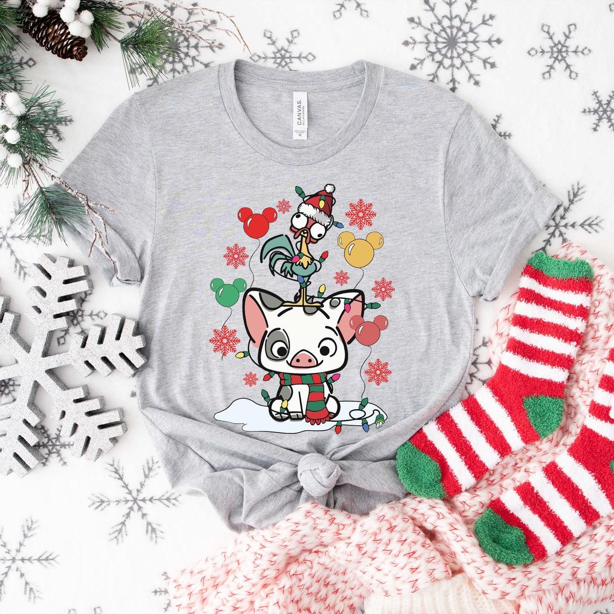 Pua And Hei hei Christmas Moana Friends X mas Shirt 3