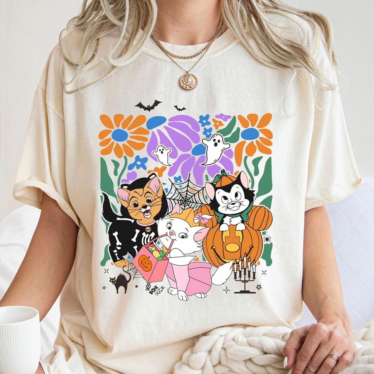 Pumpkin The Aristocats Marie Toulouse Berlioz Disney Halloween Shirt 3