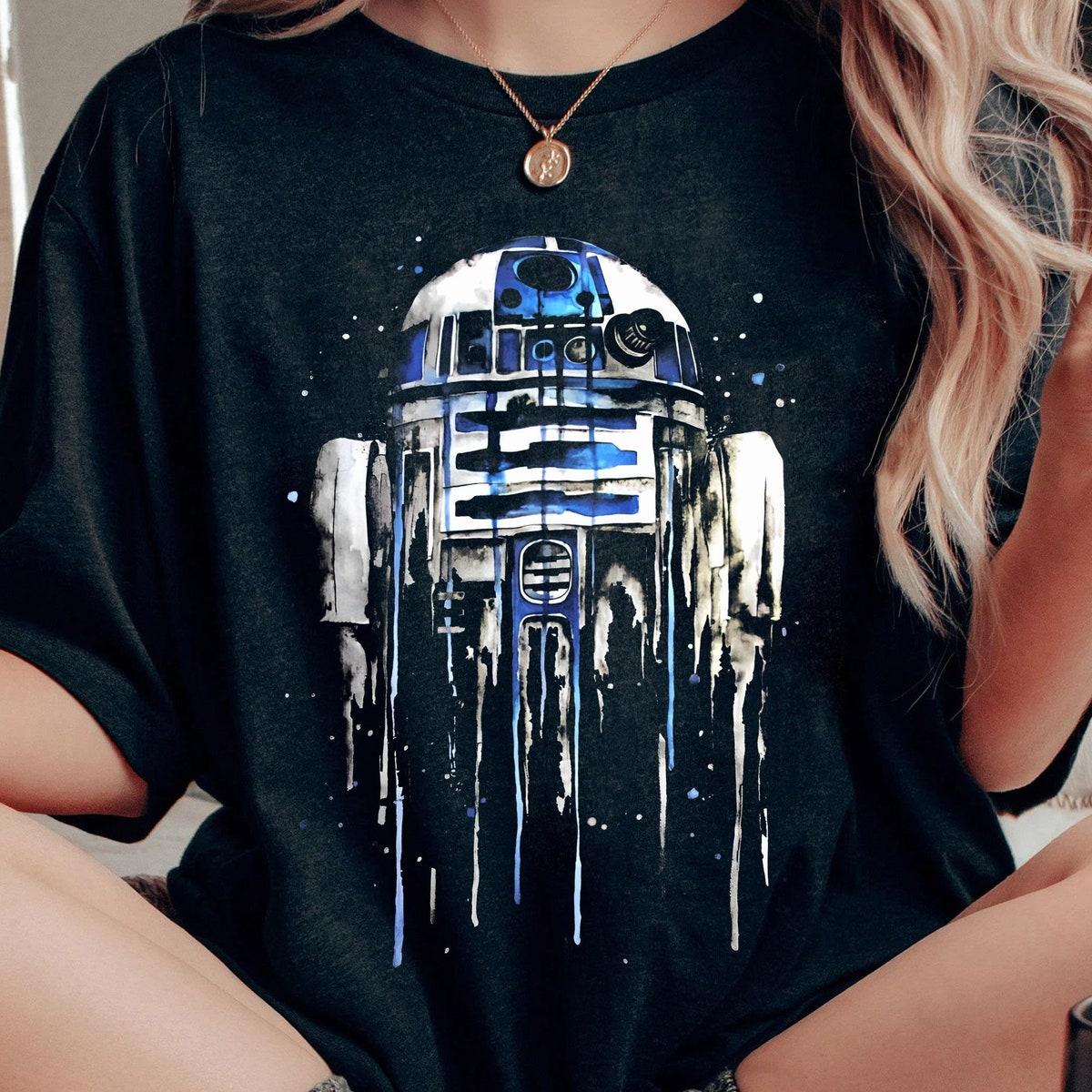 R2 d2 Droids Watercolor Portrait Star Wars Shirt 1