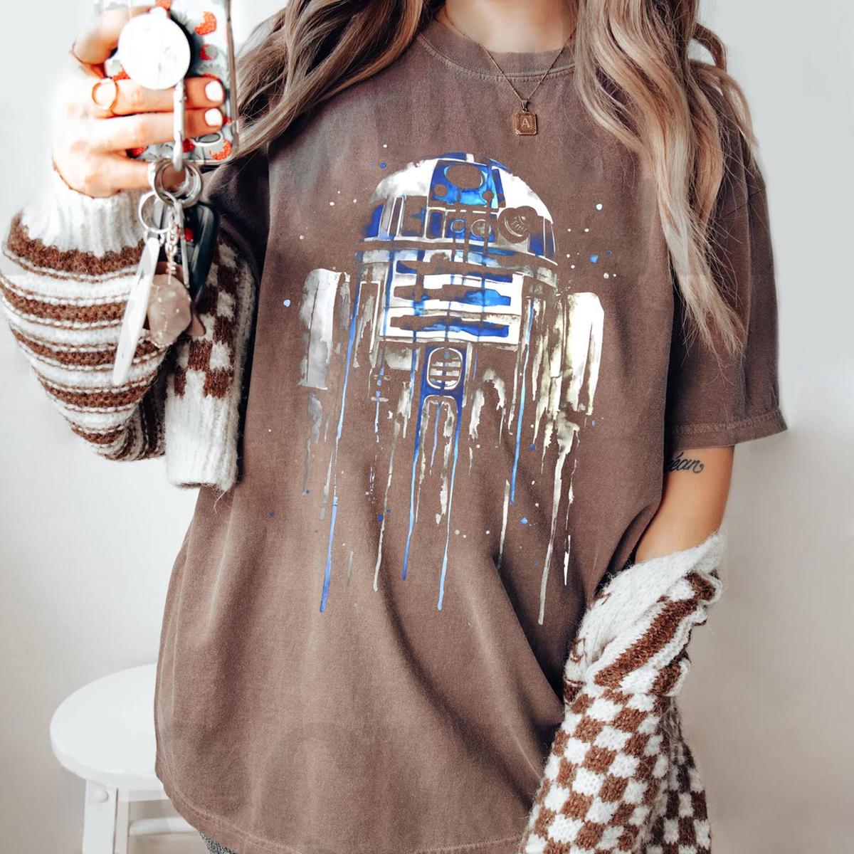 R2 d2 Droids Watercolor Portrait Star Wars Shirt 3