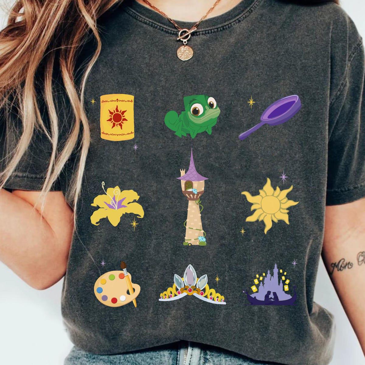 Rapunzel Castle Sun Lantern Pascal Sundrop Flower Crown Shirt 1