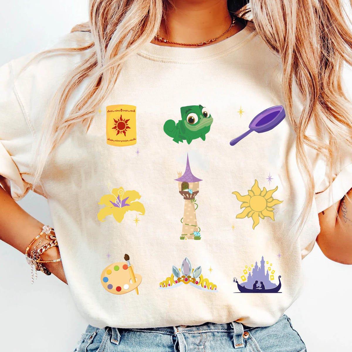 Rapunzel Castle Sun Lantern Pascal Sundrop Flower Crown Shirt 2