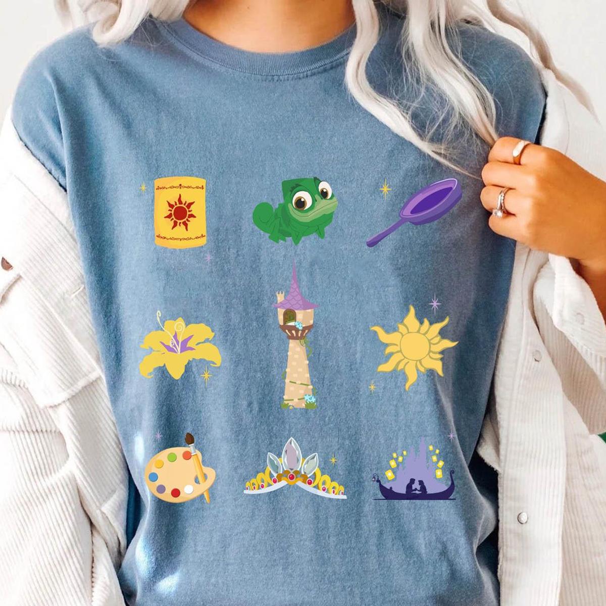 Rapunzel Castle Sun Lantern Pascal Sundrop Flower Crown Shirt 3