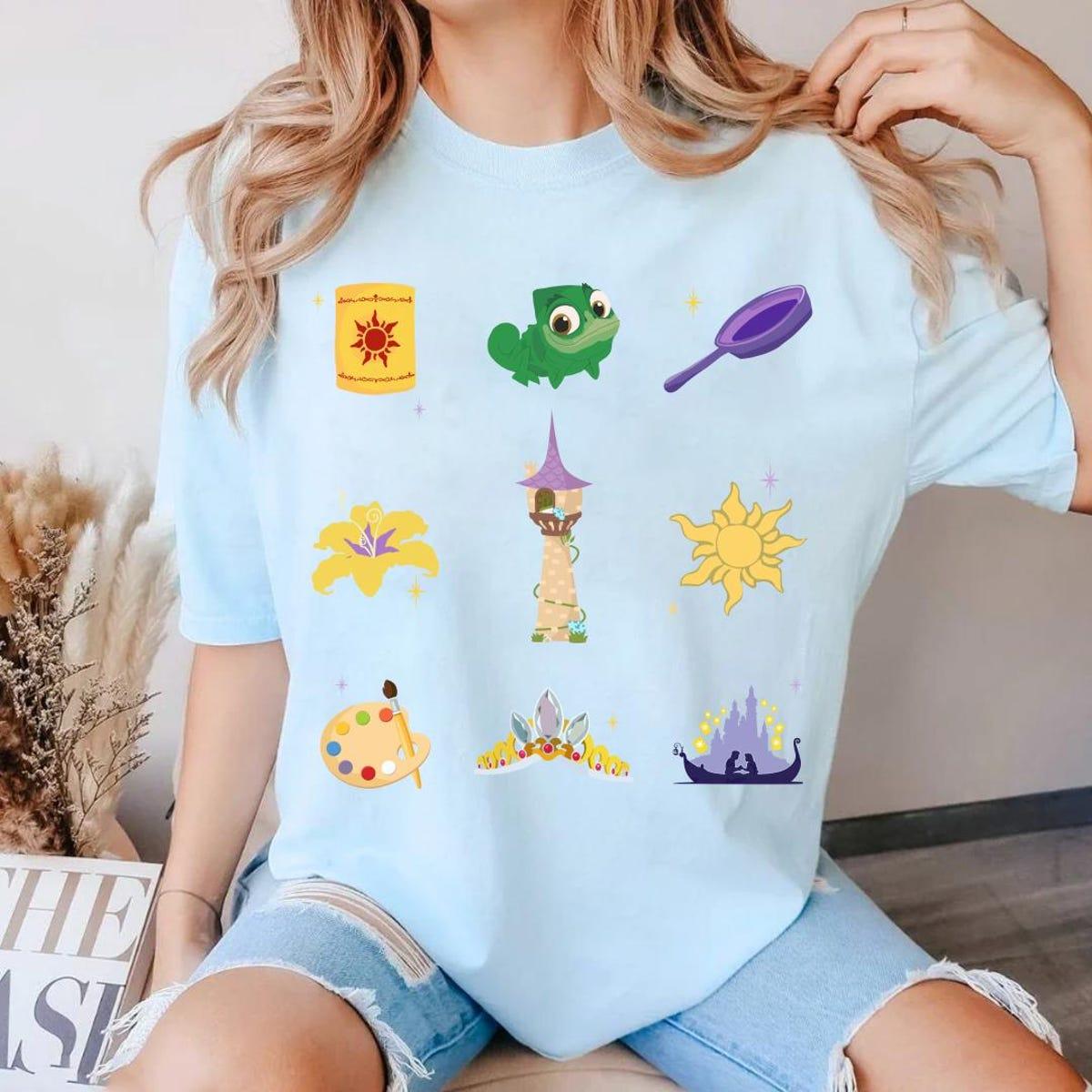 Rapunzel Castle Sun Lantern Pascal Sundrop Flower Crown Shirt 6