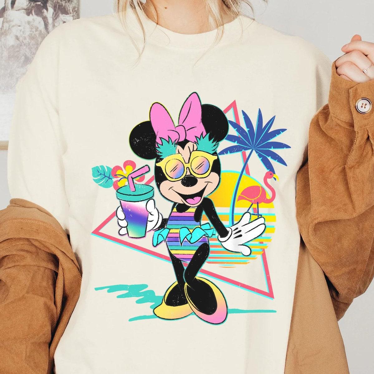 Retro 80s Mickey Minnie Mouse Unicorn Stripes Pineapples Shirt 2