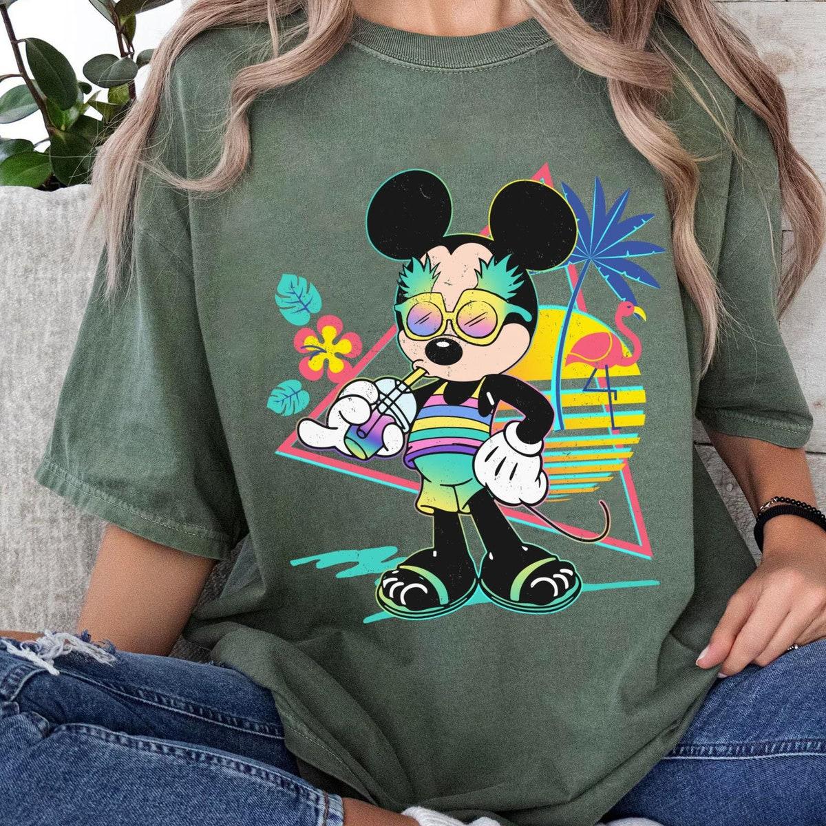 Retro 80s Mickey Minnie Mouse Unicorn Stripes Pineapples Shirt 4