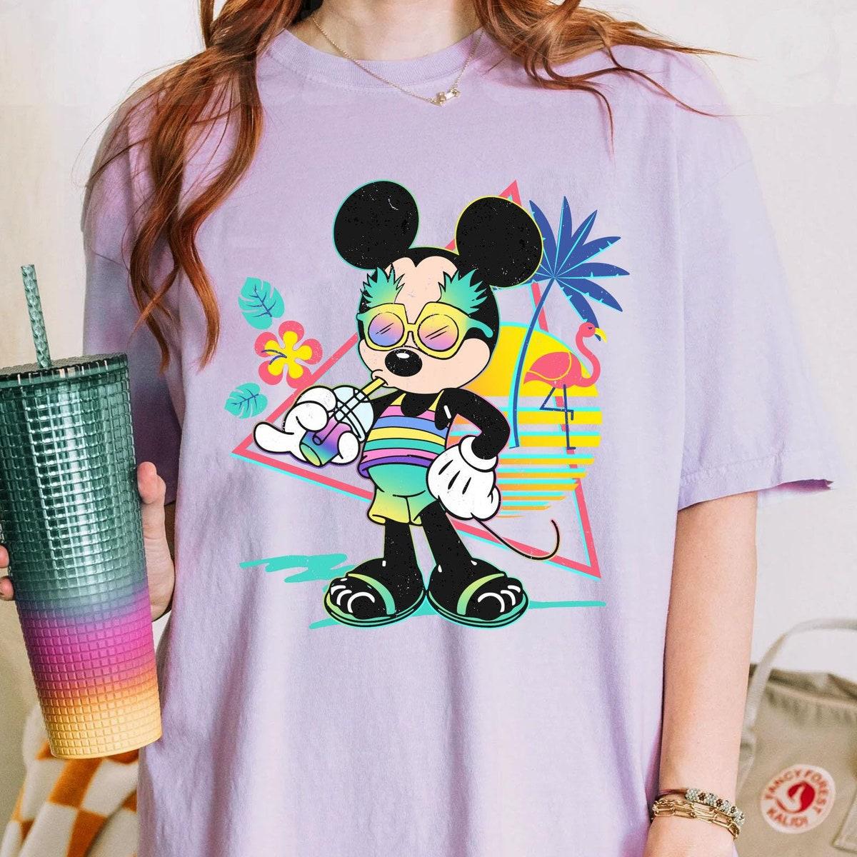 Retro 80s Mickey Minnie Mouse Unicorn Stripes Pineapples Shirt 5