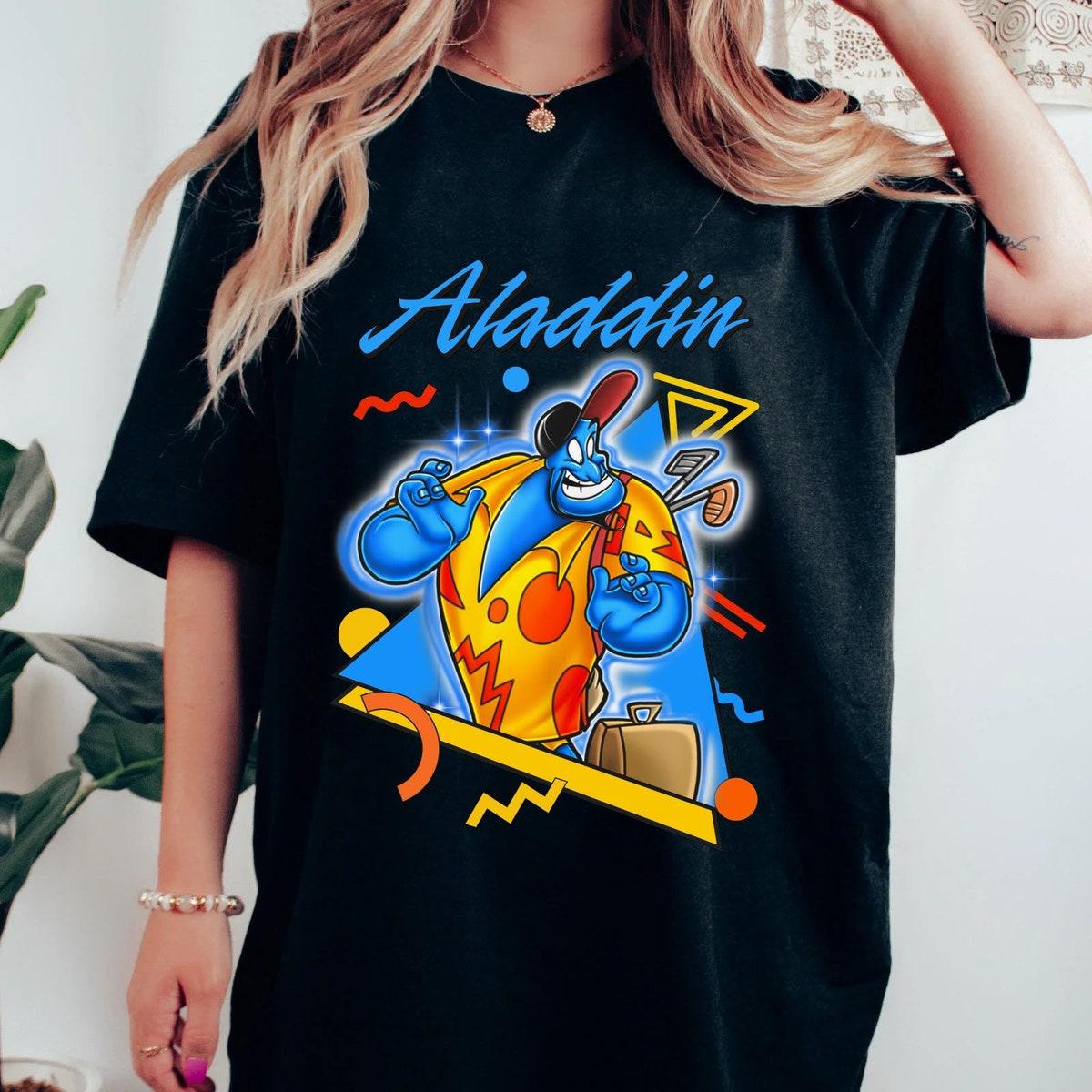 Retro 90s Aladdin Genie On Vacation Family Disney Shirt 1