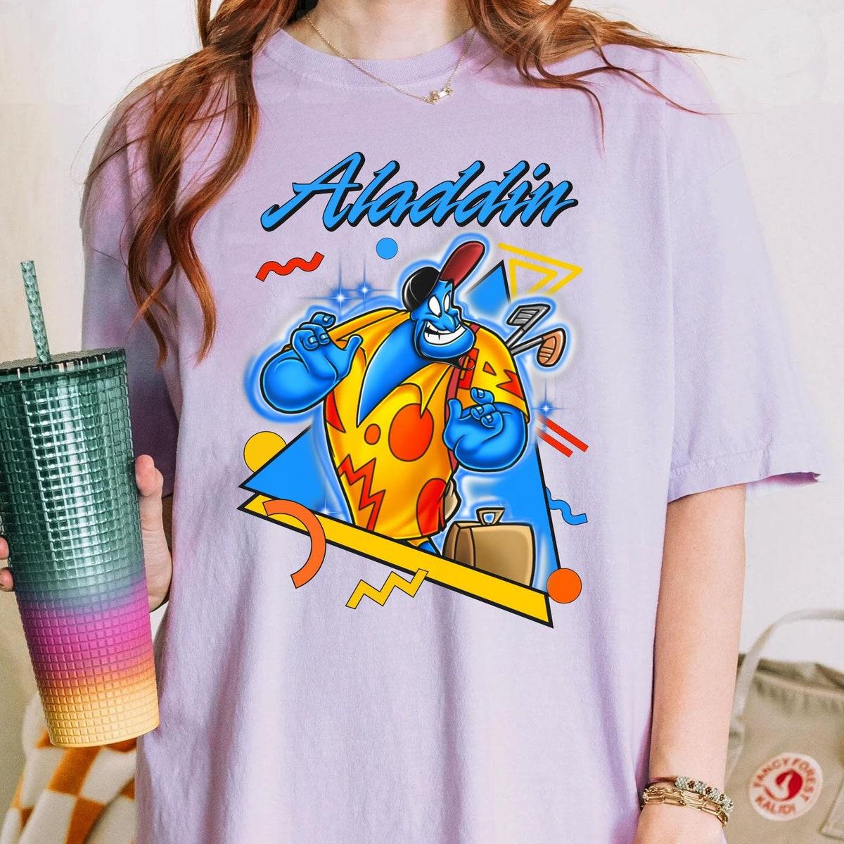 Retro 90s Aladdin Genie On Vacation Family Disney Shirt 4