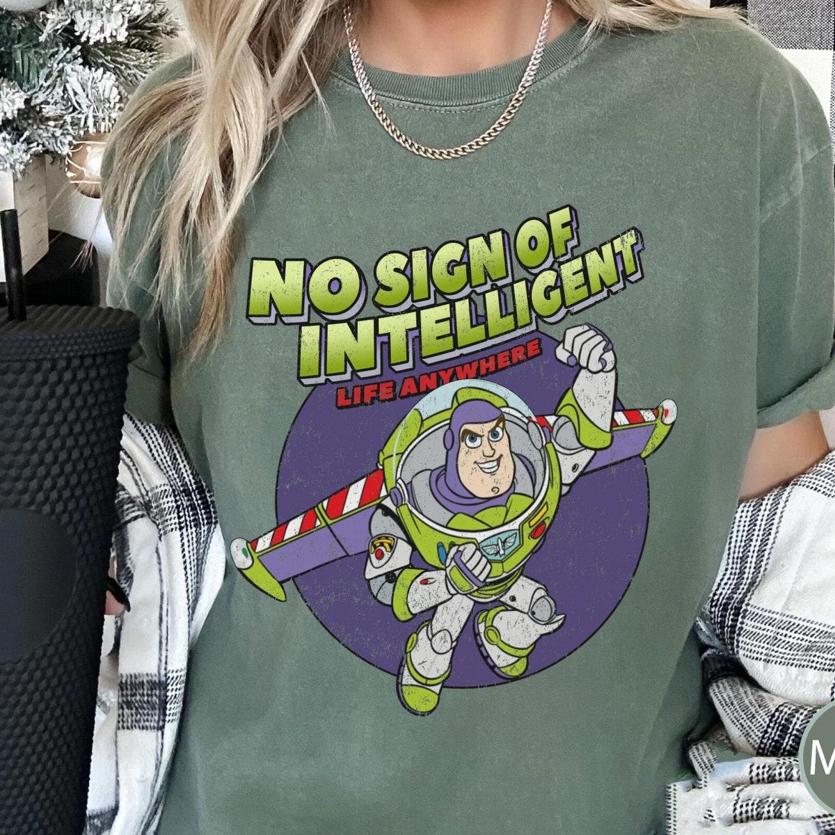 Retro 90s Buzz Lightyear No Sign Of Intelligent Life Anywhere Shirt 3