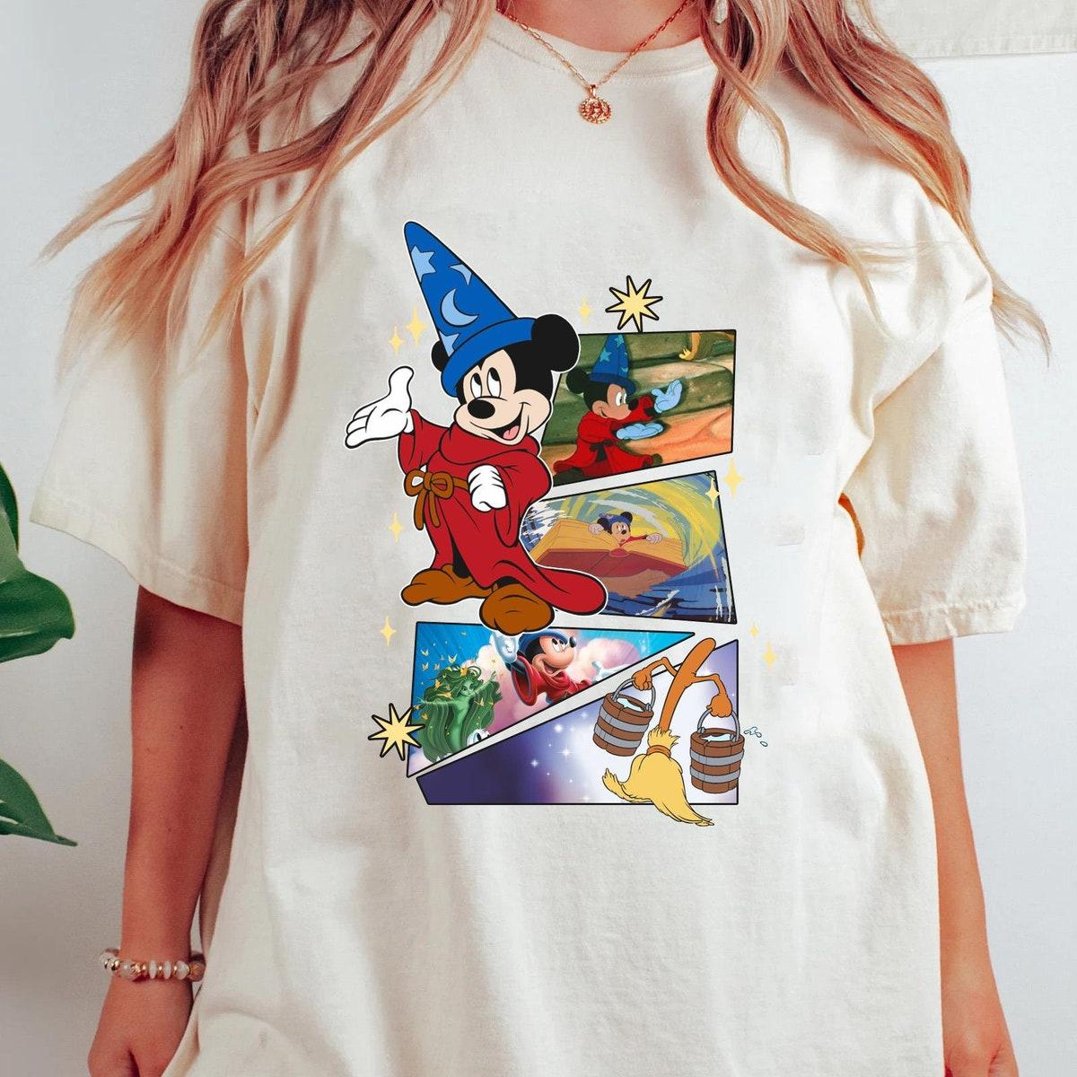 Retro 90s Mickey Sorcerer Magic Broom Shirt 1