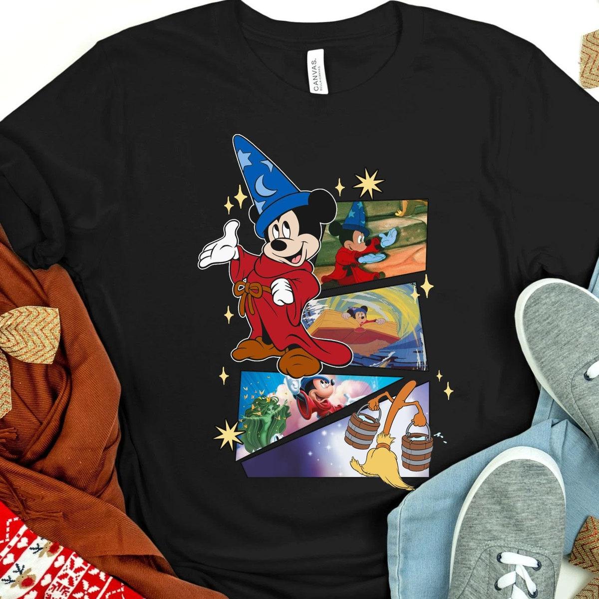 Retro 90s Mickey Sorcerer Magic Broom Shirt 2