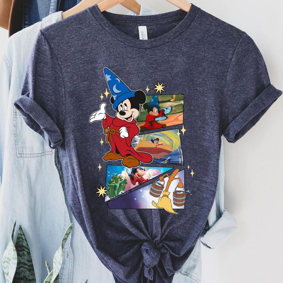 Retro 90s Mickey Sorcerer Magic Broom Shirt 4