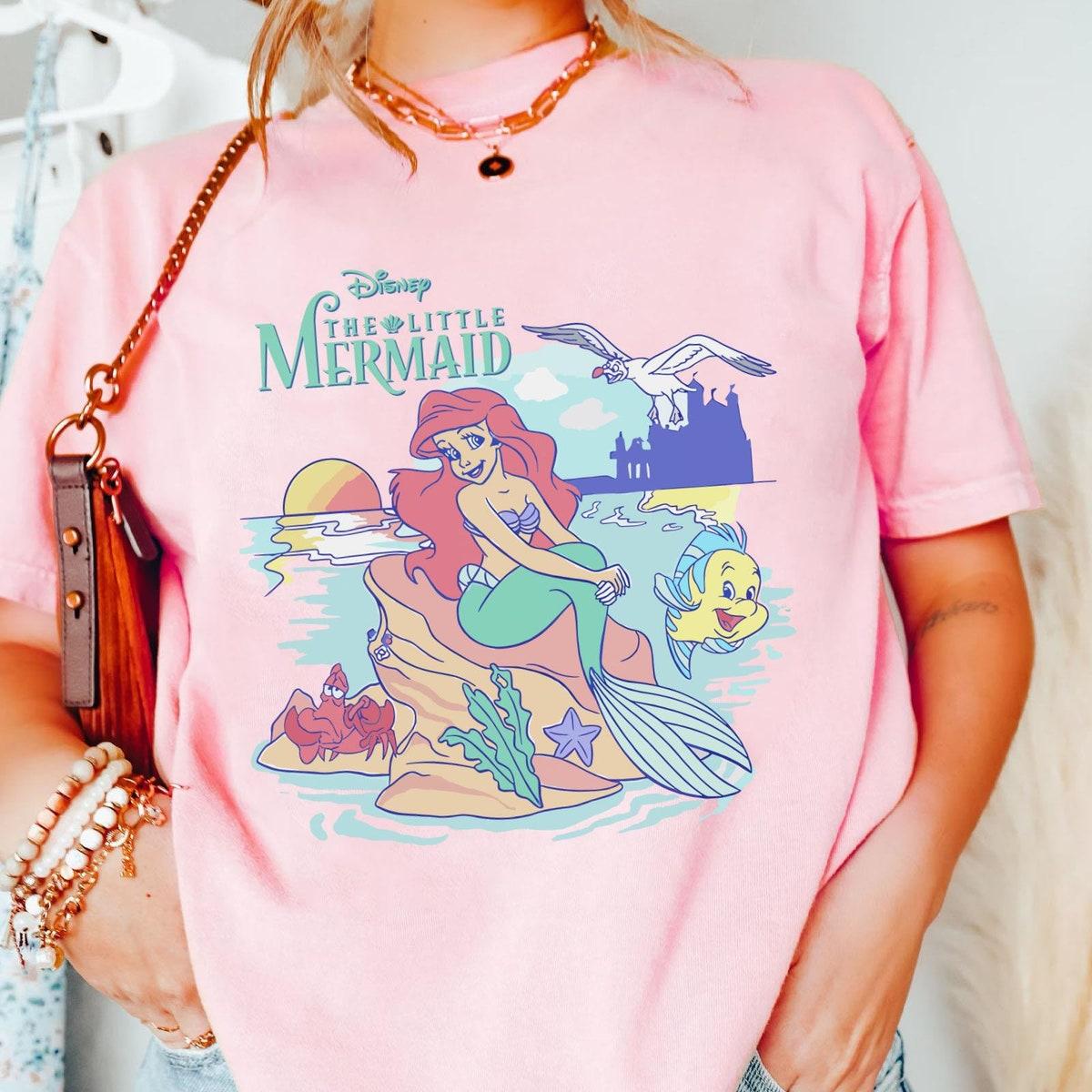 Retro Ariel Princess Flounder And Sebastian The Little Mermaid Shirt 2