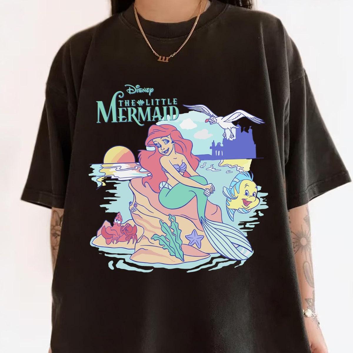 Retro Ariel Princess Flounder And Sebastian The Little Mermaid Shirt 3