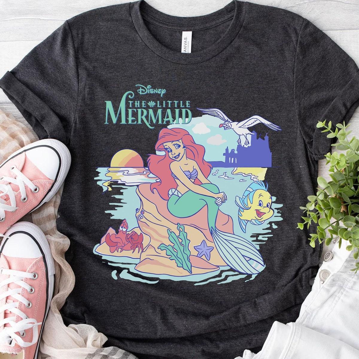 Retro Ariel Princess Flounder And Sebastian The Little Mermaid Shirt 5