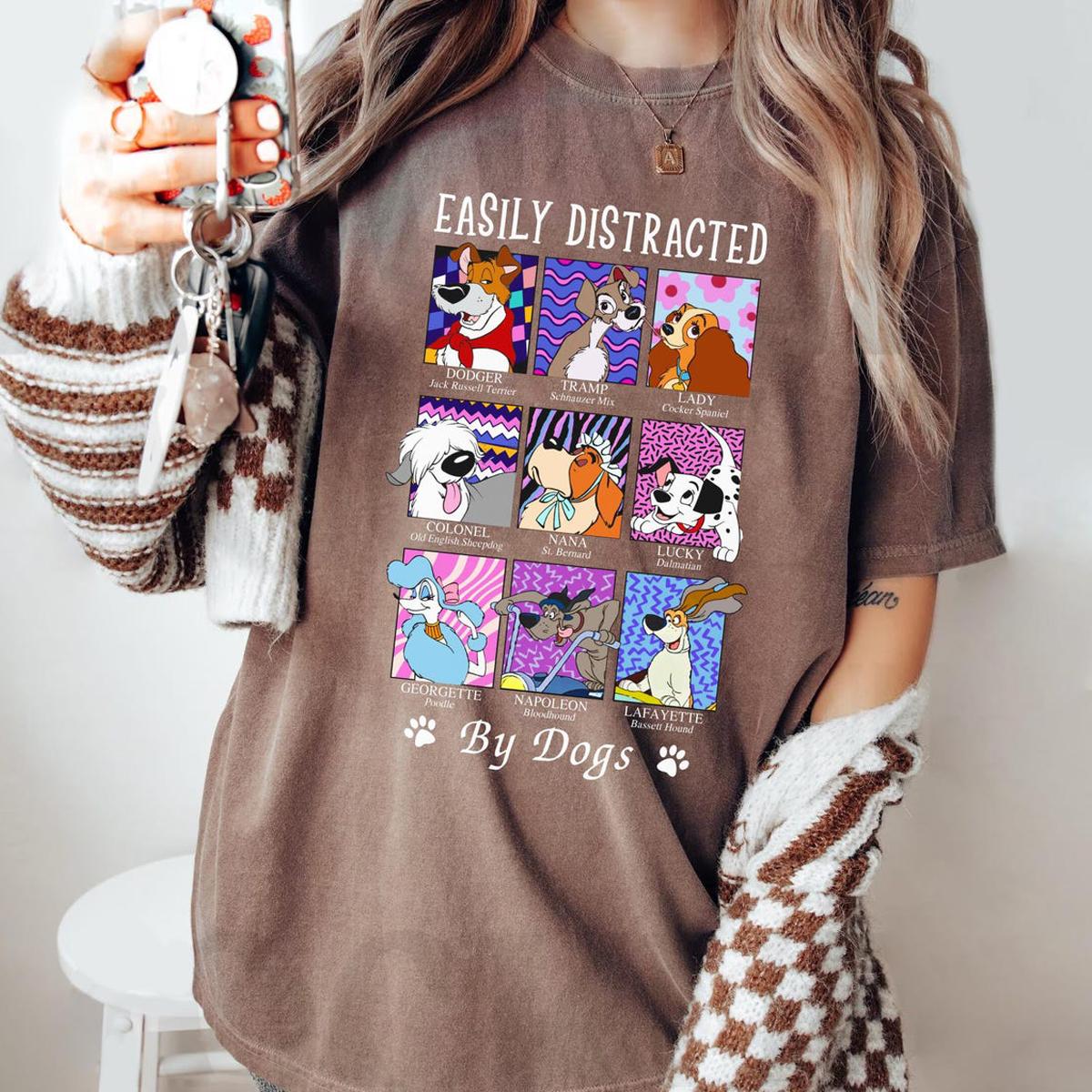 Retro Disney Dogs Easily Distracted By Dogs Shirt 3