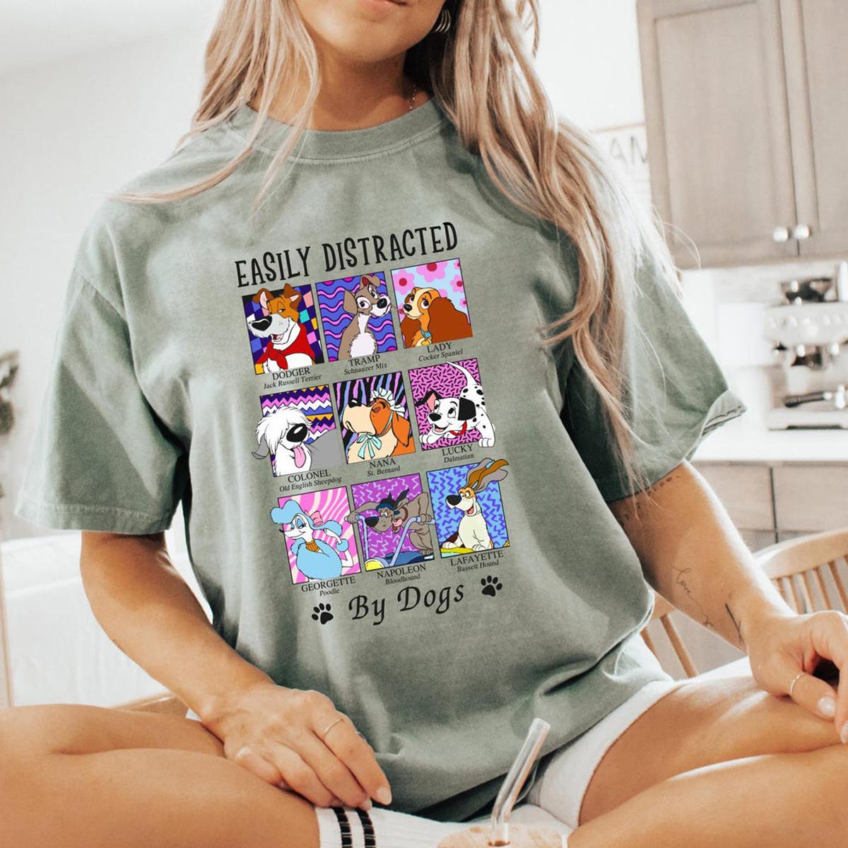 Retro Disney Dogs Easily Distracted By Dogs Shirt 4