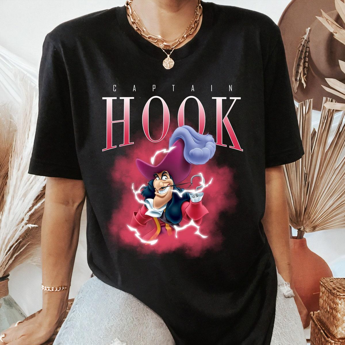 Retro Disney Villains Captain Hook 90s Portrait Peter Pan Shirt 1