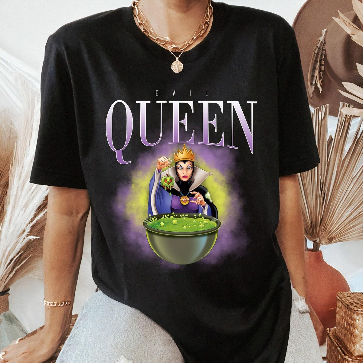 Retro Disney Villains Evil Queen 90s Portrait Villains Family Matching Shirt 1