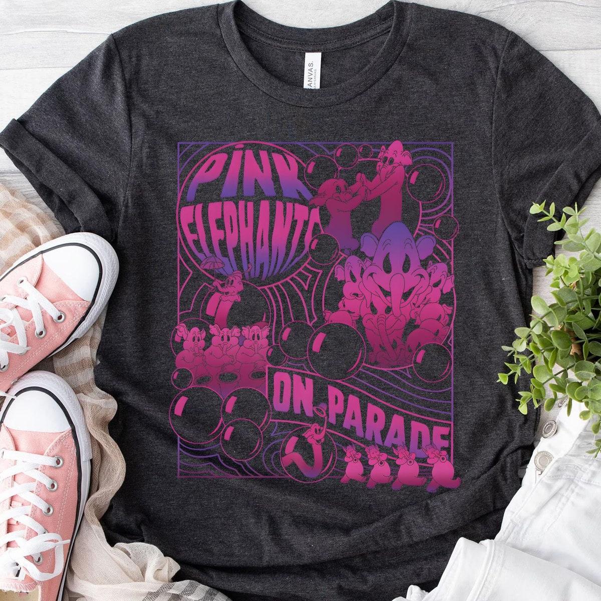 Retro Dumbo Pink Elephants On Parade The Flying Elephant Shirt 4