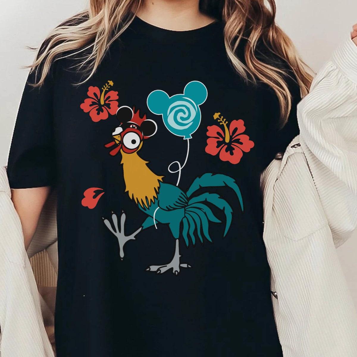 Retro Hei Hei With Mickey Balloon Moana Shirt 1