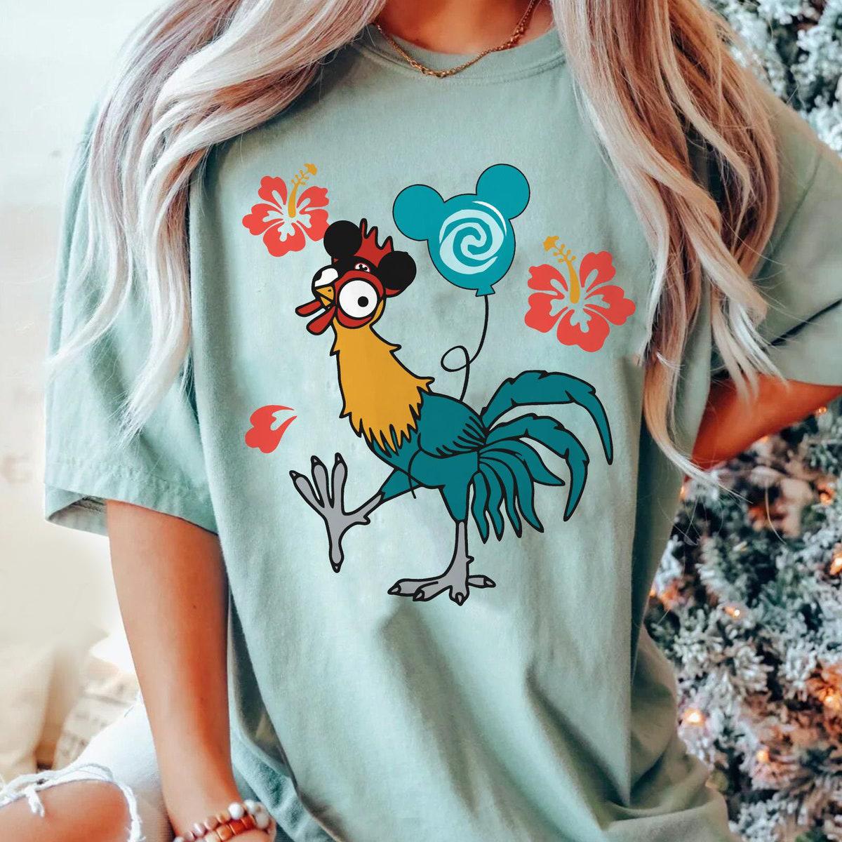 Retro Hei Hei With Mickey Balloon Moana Shirt 4