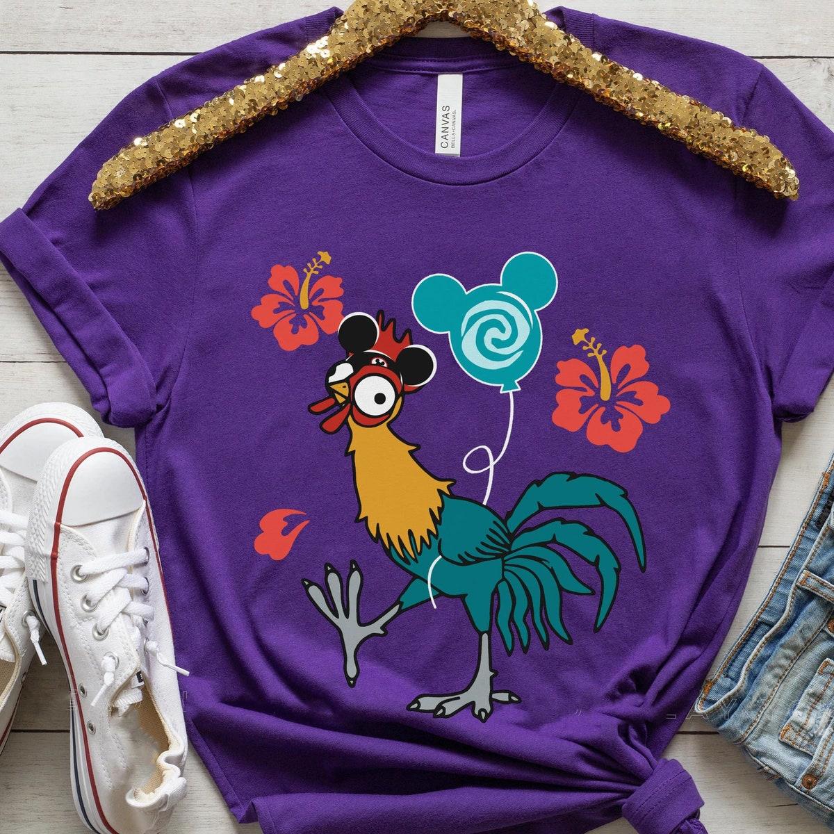 Retro Hei Hei With Mickey Balloon Moana Shirt 5