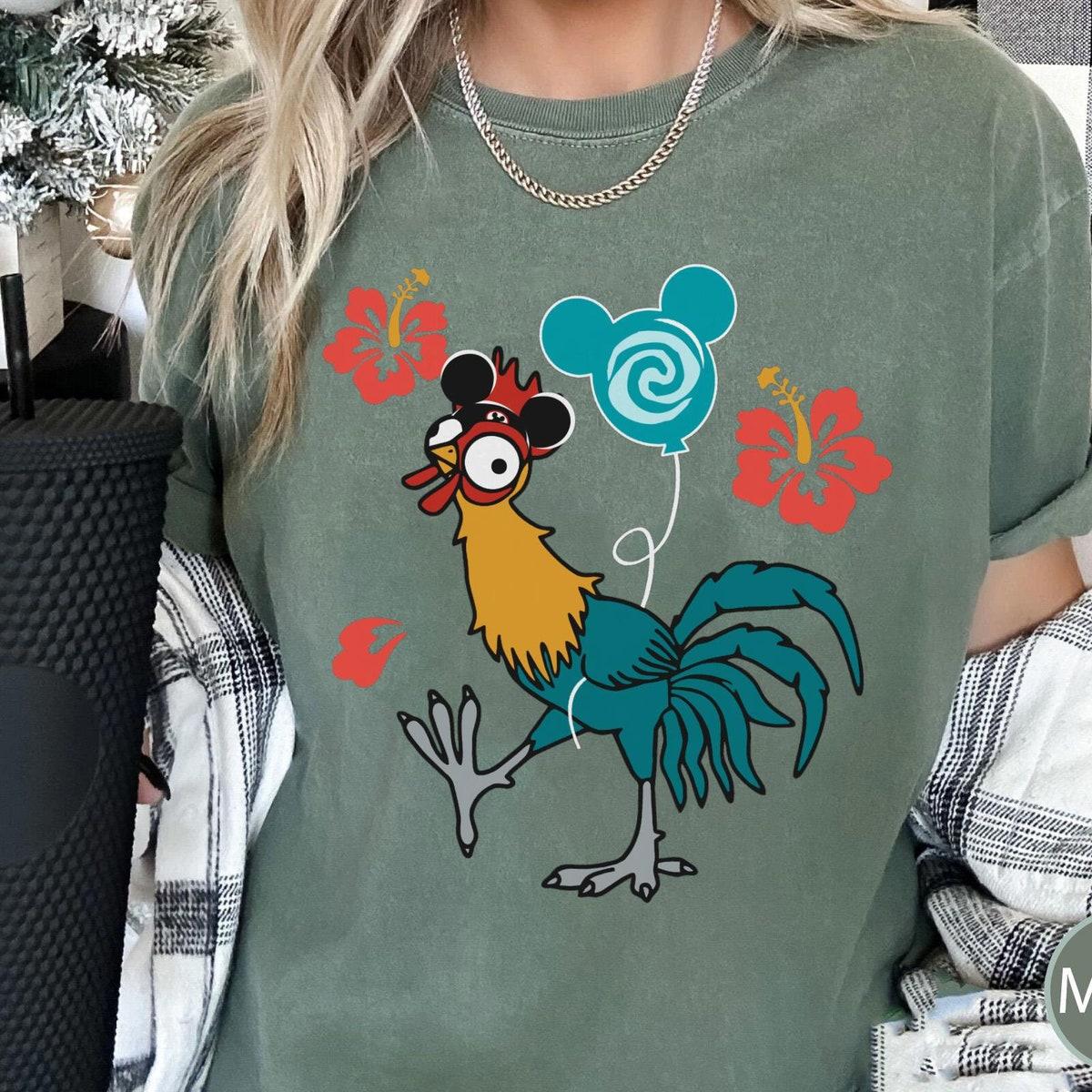 Retro Hei Hei With Mickey Balloon Moana Shirt 6