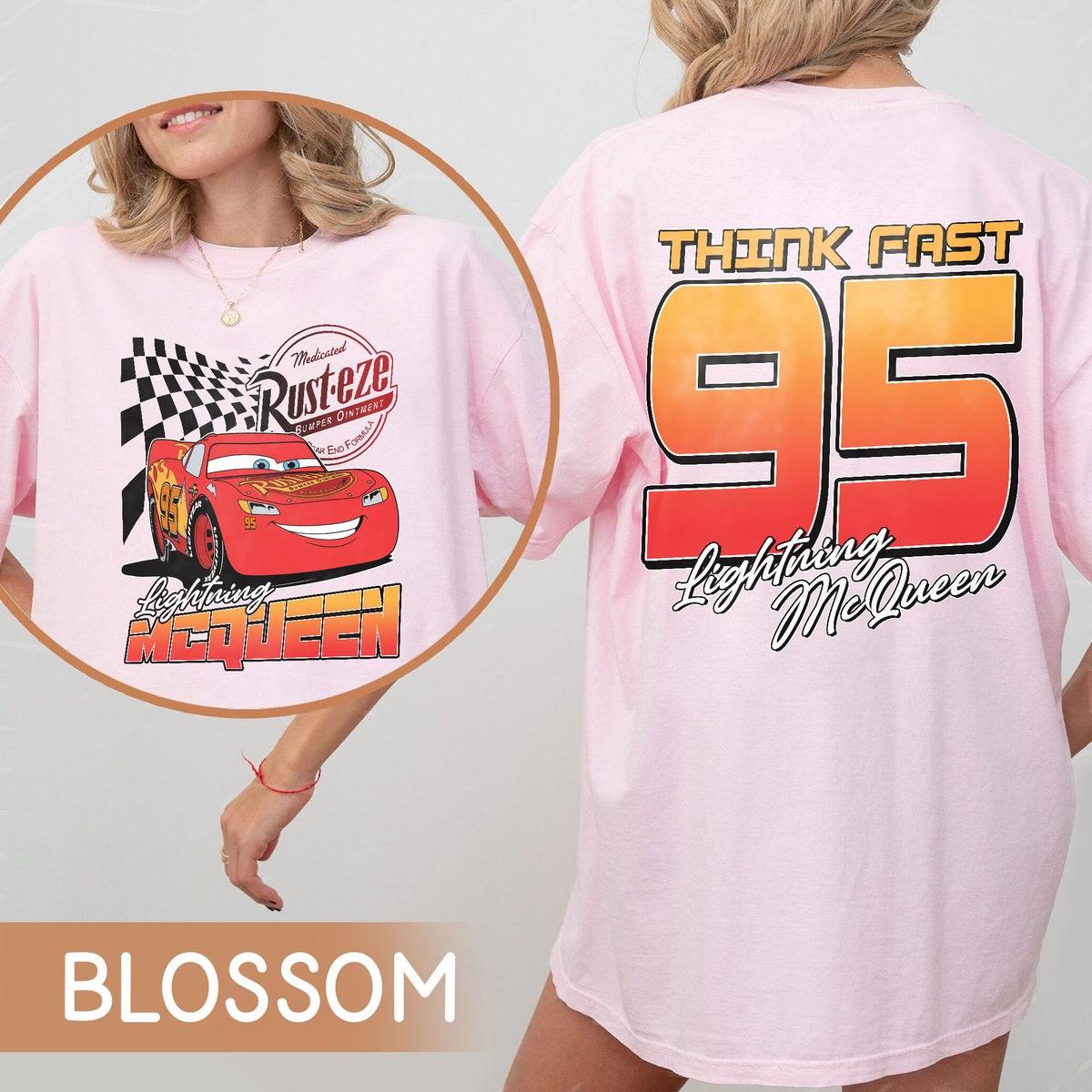 Retro Lightning Mcqueen Rusteze 95 Think Fast Shirt 3