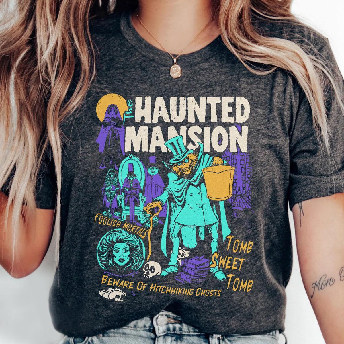 Retro Madame Leota Hitchhiking Ghosts Hatbox Ghost Shirt 3