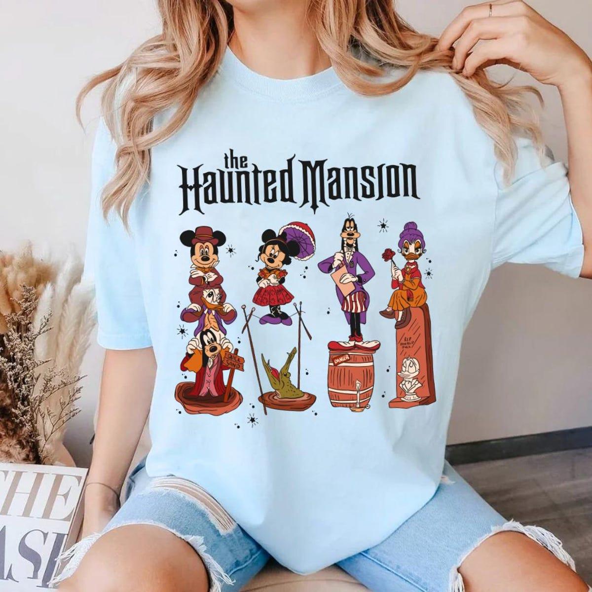 Retro Mickey And Friends Stretching Room Halloween Shirt 4