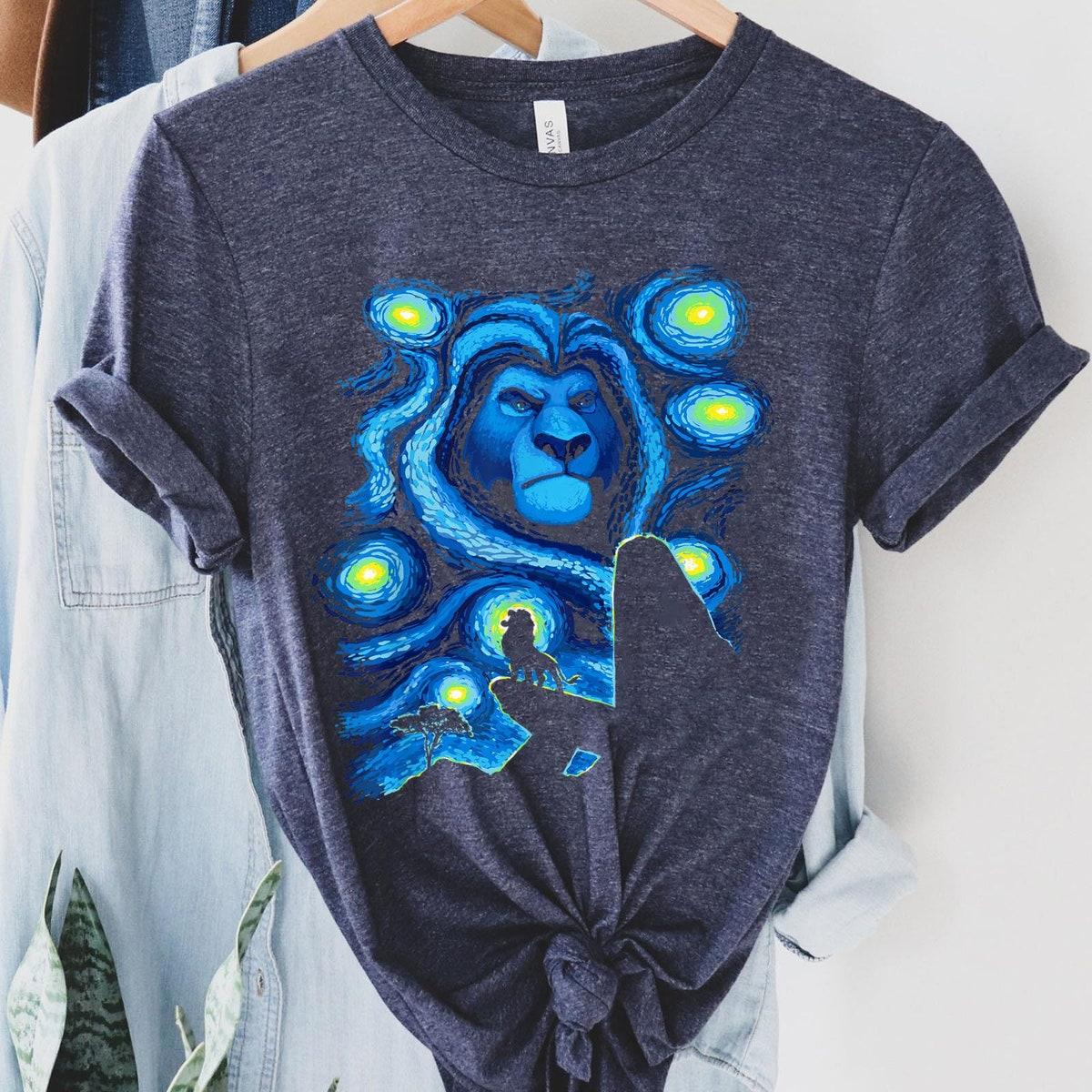 Retro Mufasa Starry Night Pride Rock The Lion King Disney Shirt 2