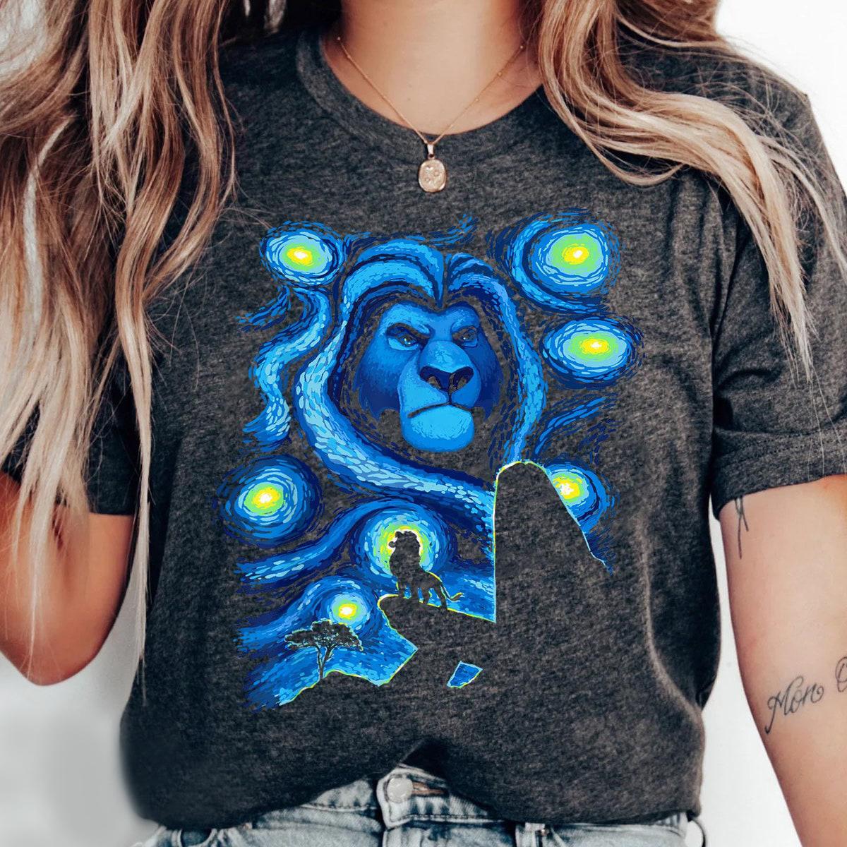 Retro Mufasa Starry Night Pride Rock The Lion King Disney Shirt 3