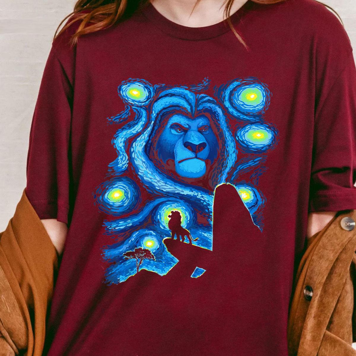 Retro Mufasa Starry Night Pride Rock The Lion King Disney Shirt 4