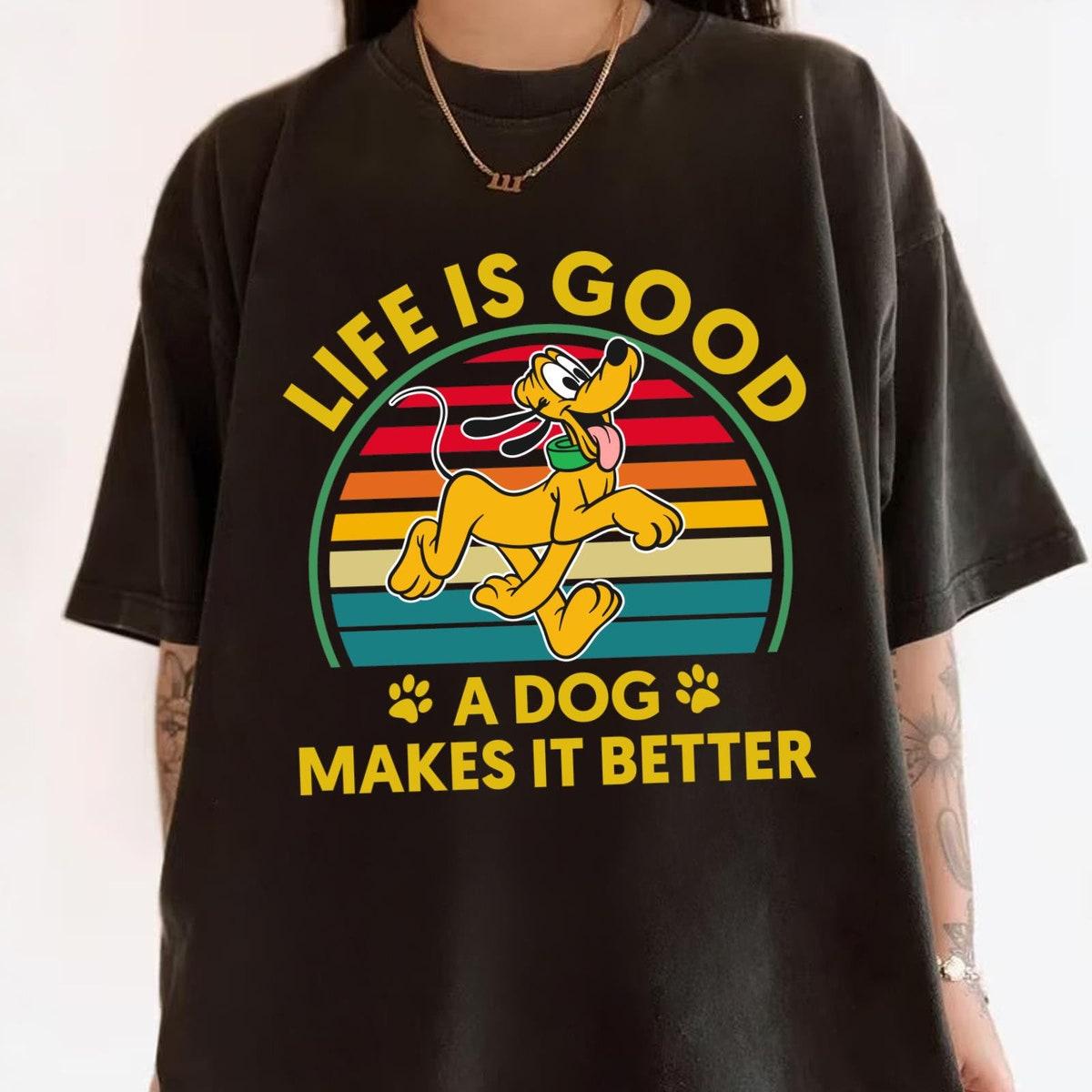 Retro Pluto Dog Life Better With Dog Shirt 2