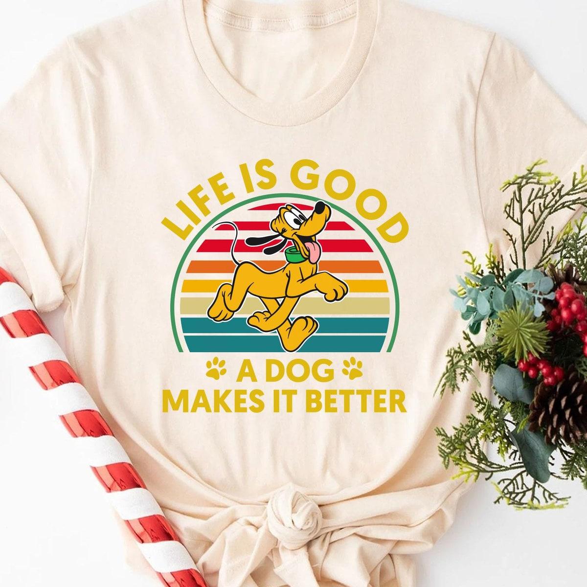 Retro Pluto Dog Life Better With Dog Shirt 3