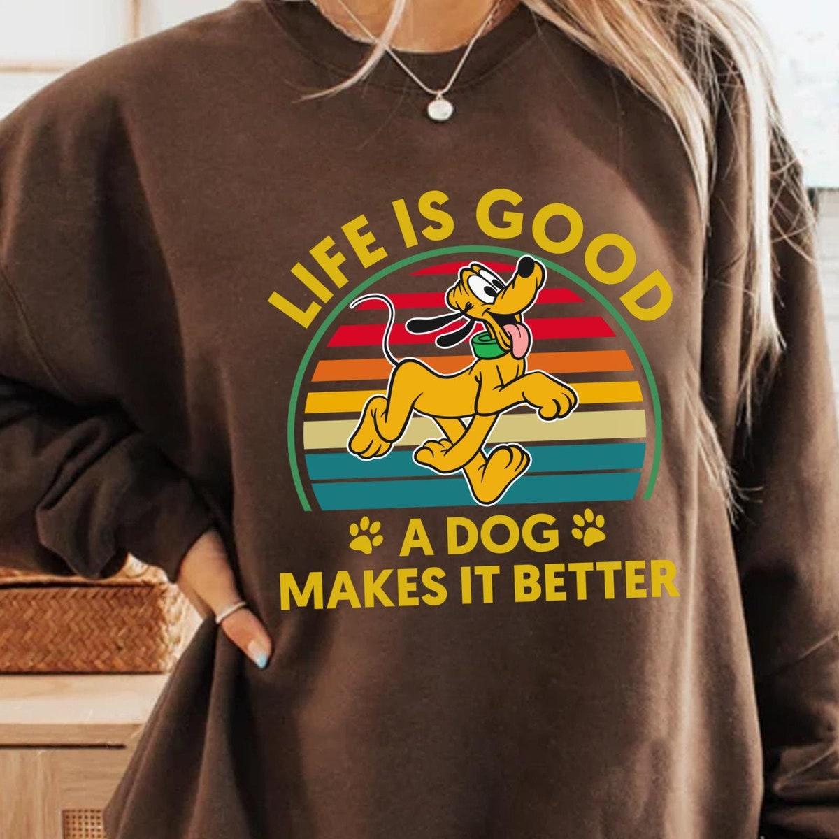 Retro Pluto Dog Life Better With Dog Shirt 4