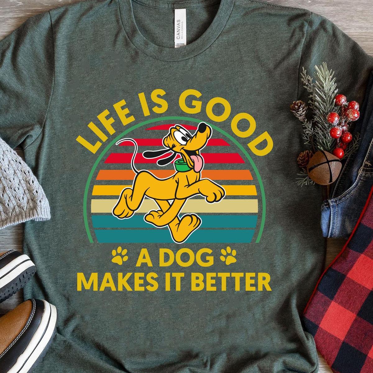 Retro Pluto Dog Life Better With Dog Shirt 5