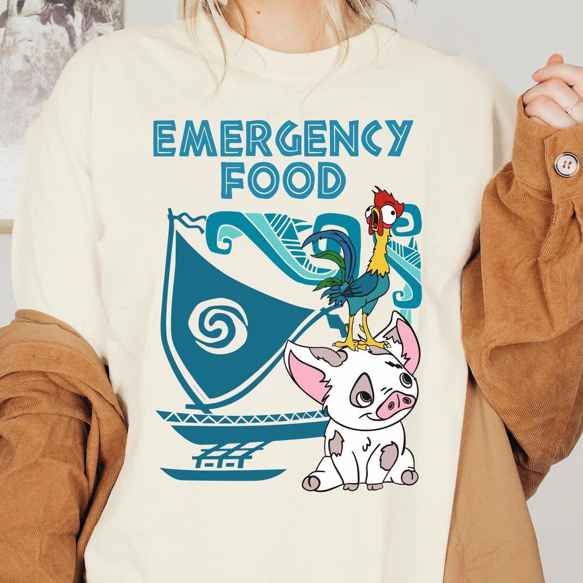 Retro Pua And Hei Hei Emergency Food Moana Shirt 1