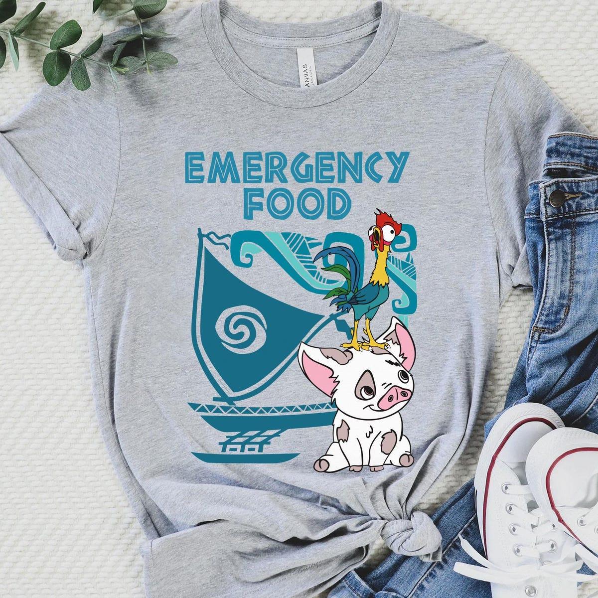 Retro Pua And Hei Hei Emergency Food Moana Shirt 3