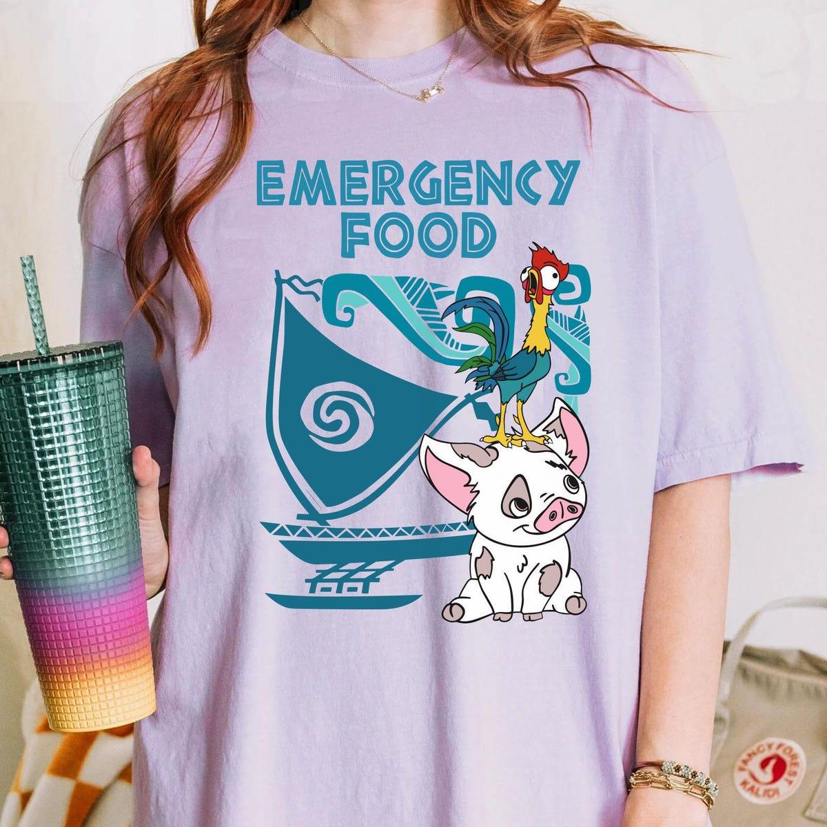 Retro Pua And Hei Hei Emergency Food Moana Shirt 4