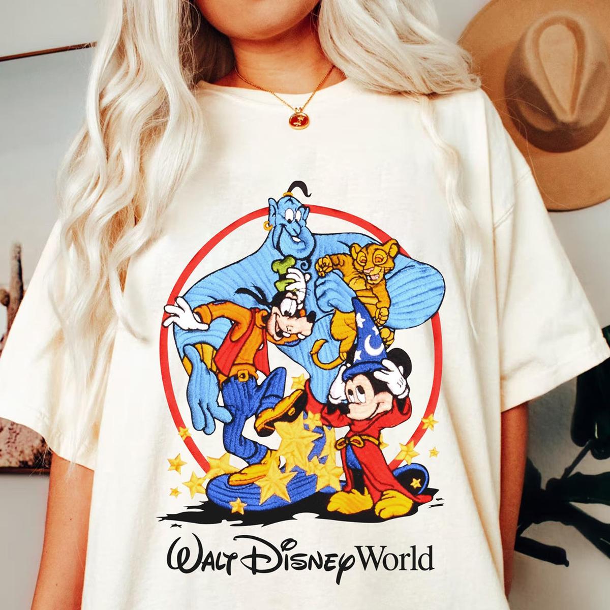 Retro Sorcerer Mickey Goofy Genie Simba Shirt 1