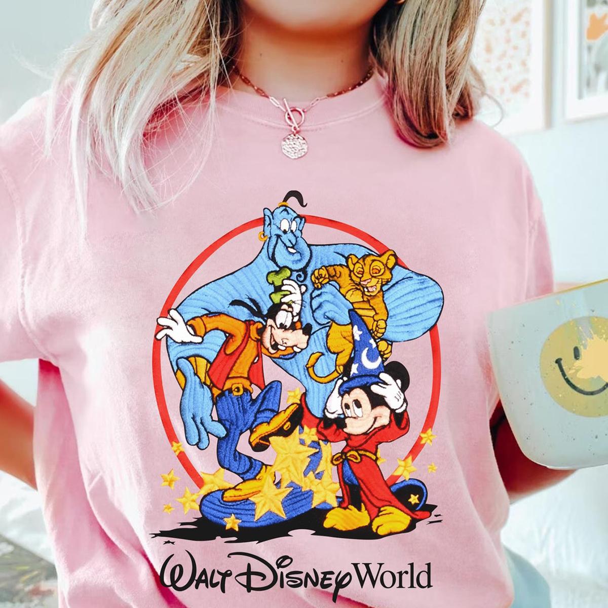 Retro Sorcerer Mickey Goofy Genie Simba Shirt 2